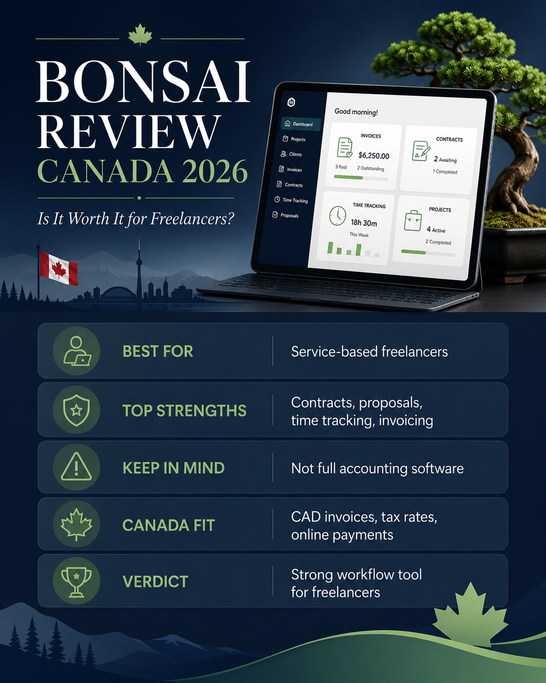 Bonsai review Canada 2026 for freelancers